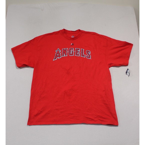 Anaheim Angles Men Red Tee Shirt Short Sleeve MLB Majestic Size XXL - Picture 1 of 8